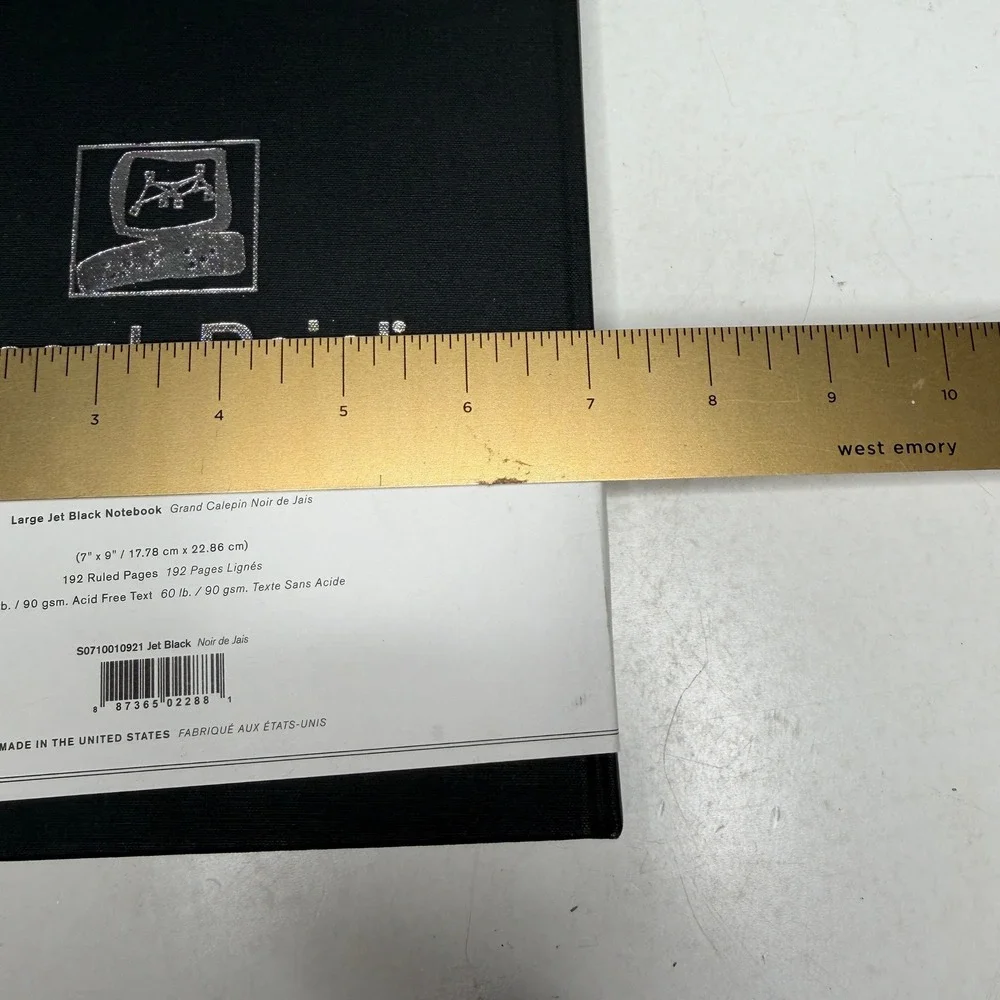 Shinola Notebook Unisex Large Jet Black Ruled Linen Hardcover S0710010921